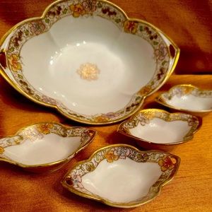Antique RC Nippon Serving Bowl and Salt Dips